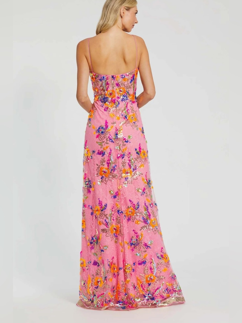 BRAND NEW- Mac Duggal Pink Floral Sequin Evening Gown sz 8 - Picture 3 of 12